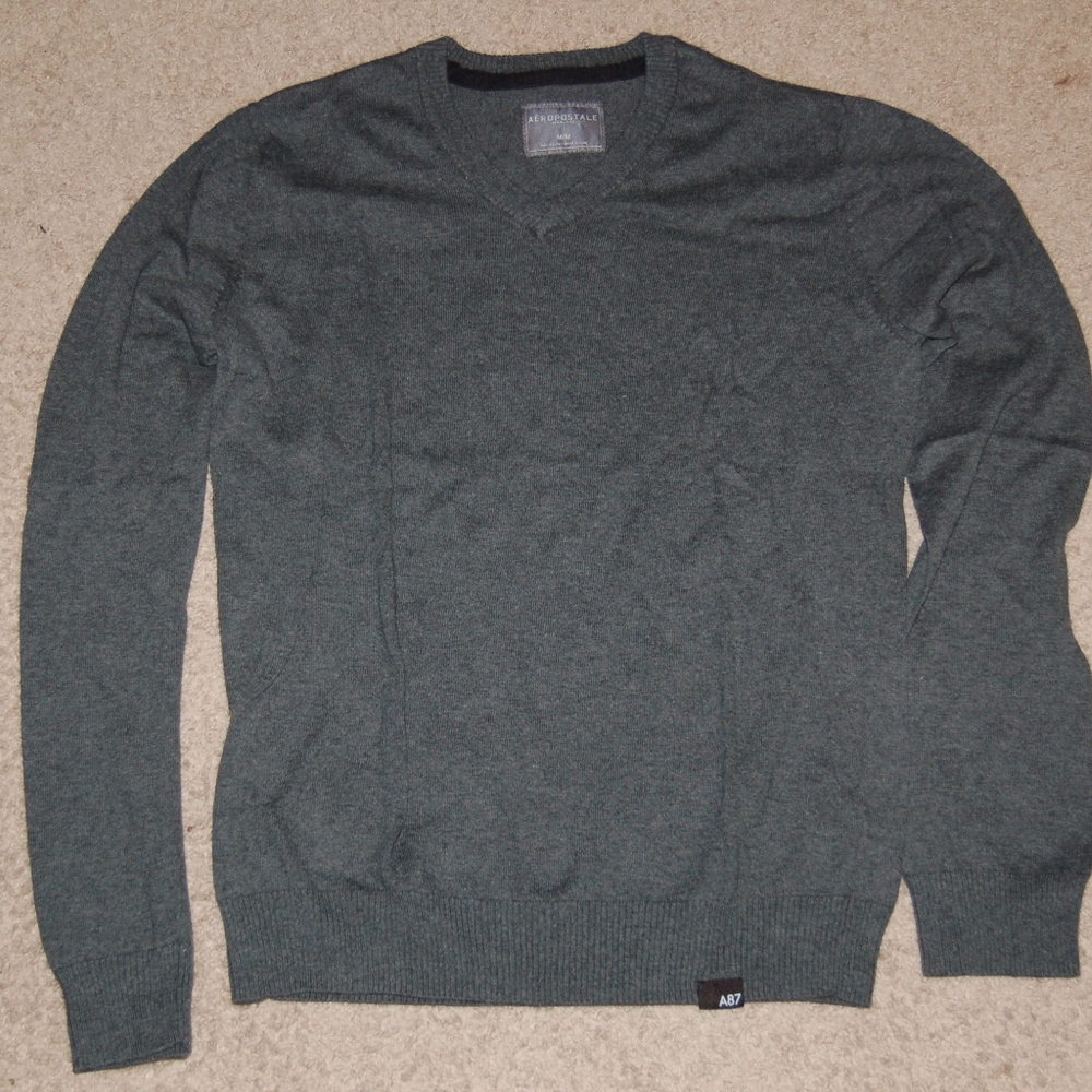 Gray V-Neck Sweater